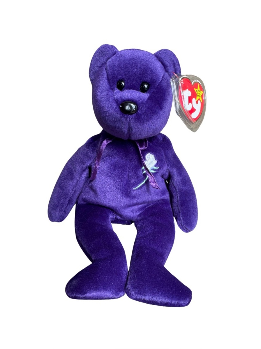 NWT Ty Princess Diana Beanie Baby “Princess” Bear (1997) Purple Collectible